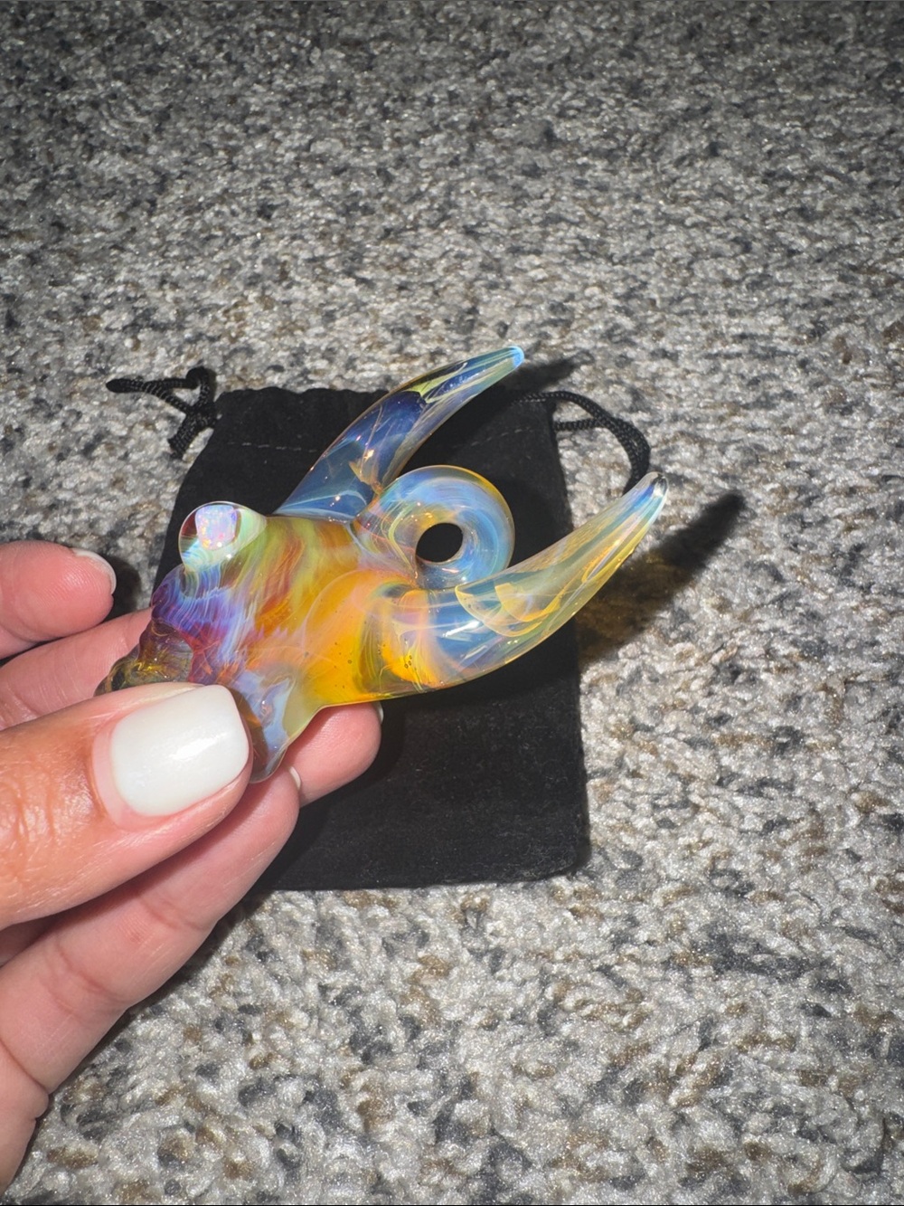 Multicolor Glass Horned Skull Pendant - Picture 2 of 3